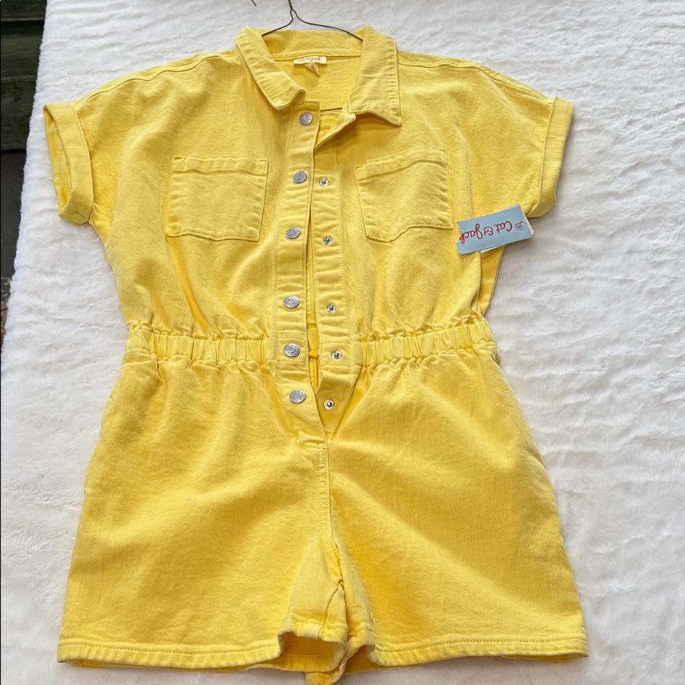 Cat & Jack Yellow Button-Up Romper